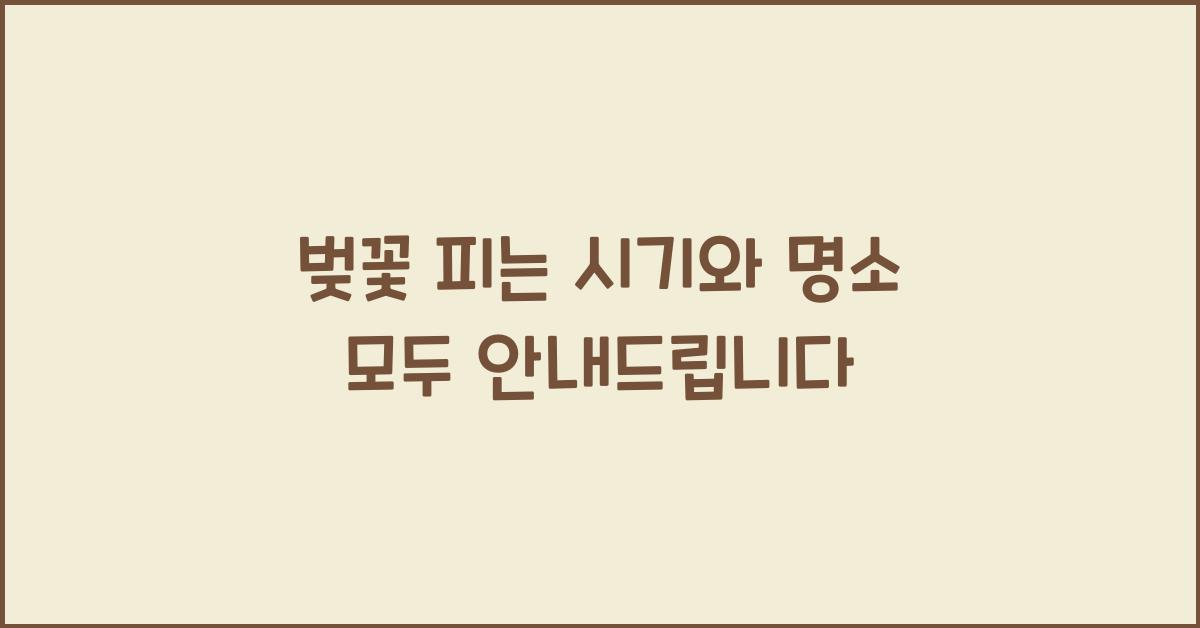 벚꽃 피는 시기