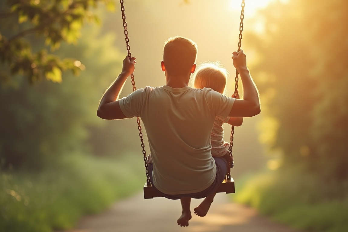 아이와 함께 그네타기