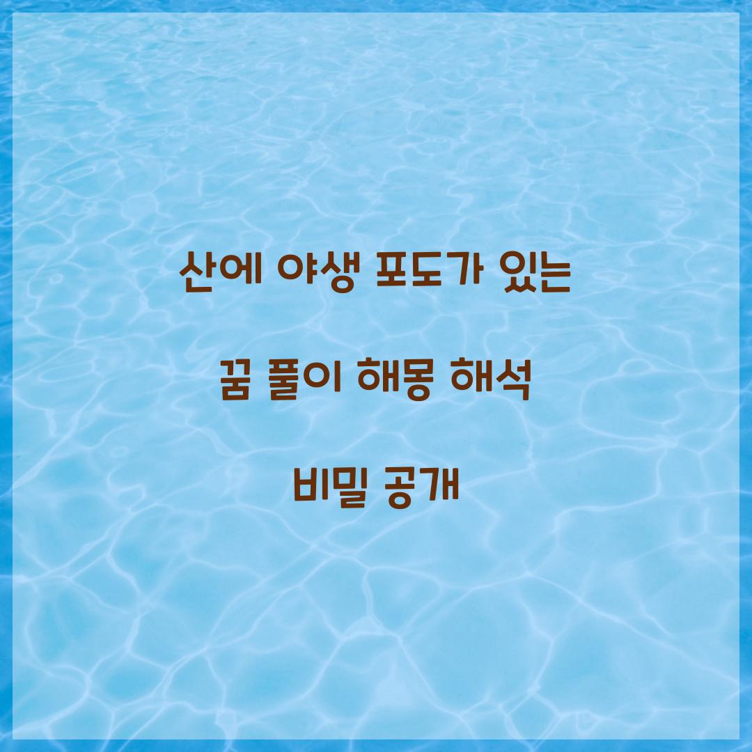 산에 야생 포도가 있는 꿈 풀이 해몽 해석