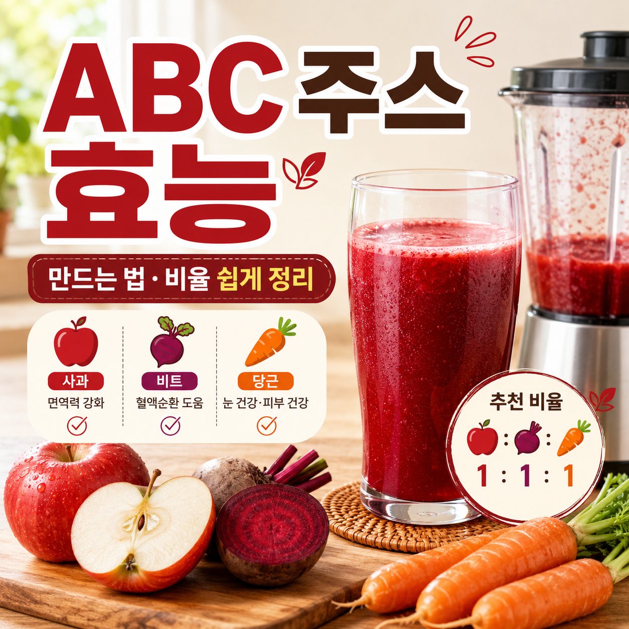 ABC 주스 효능과 만드는 법, 비율까지 쉽게 정리