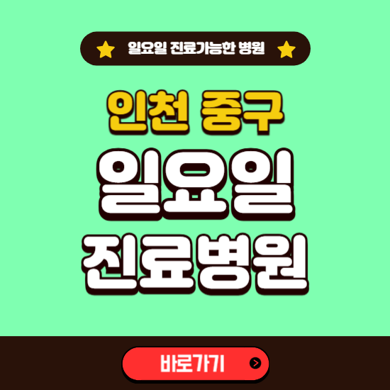 인천 중구 일요일 진료 가능한 병원 ❘ 주말 문여는 곳 총정리 (소아과, 내과, 안과, 치과, 피부과, 정형외과, 산부인과)