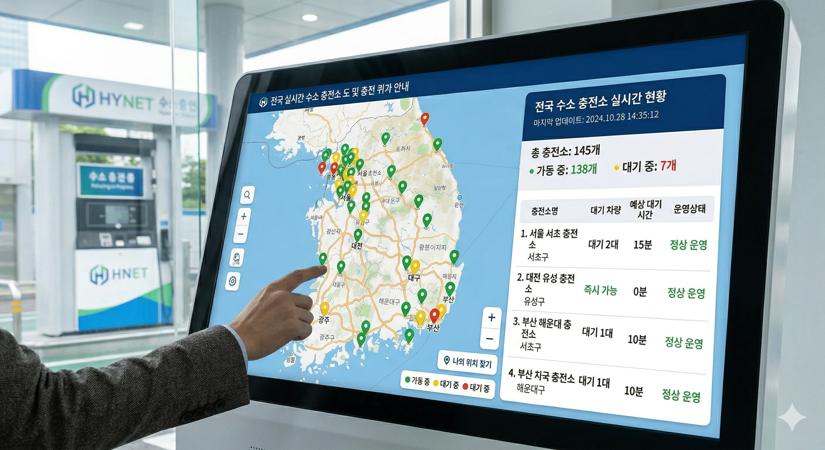 전국 실시간 수소 충전소 지도 및 충전 대기 현황 정보