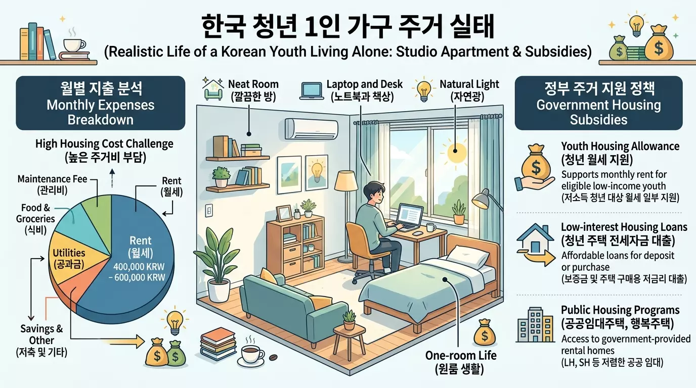 한국 청년의 현실적인 생활 주거급여 관련 인포그래픽