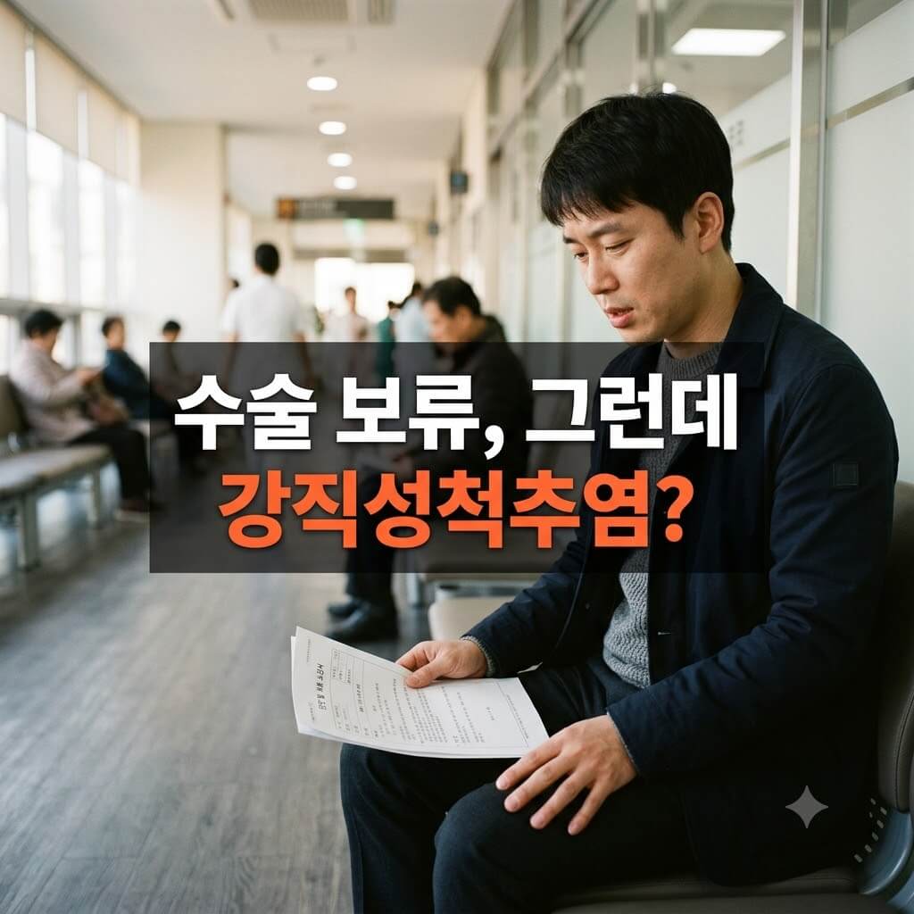 대학병원에서 검사결과지를 보고 있는 중년남성