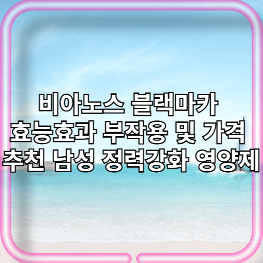 비아노스 블랙마카 효능효과 부작용 및 가격 추천 남성 정력강화 영양제