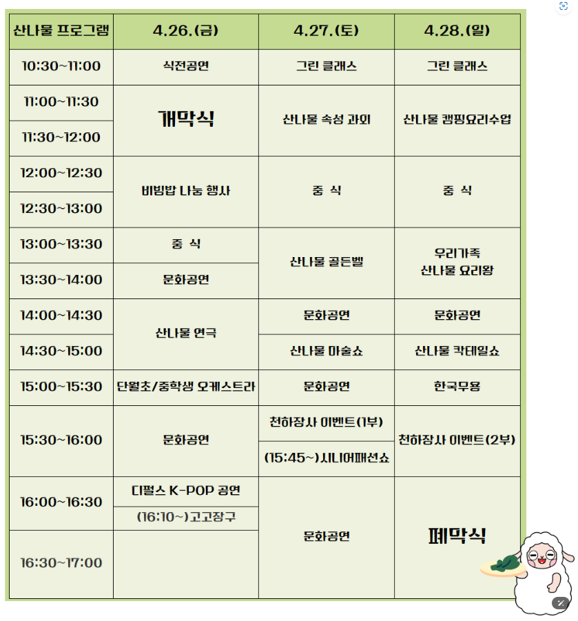 일정표