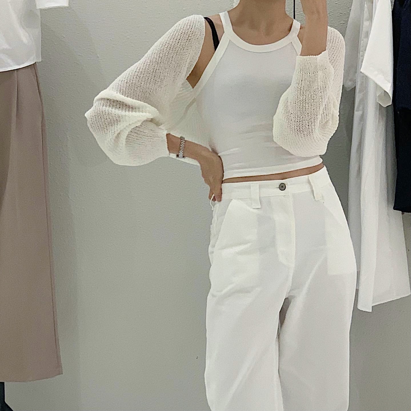 썸머 볼레로 가디건 블랙 아이 베이지 노랑 회색