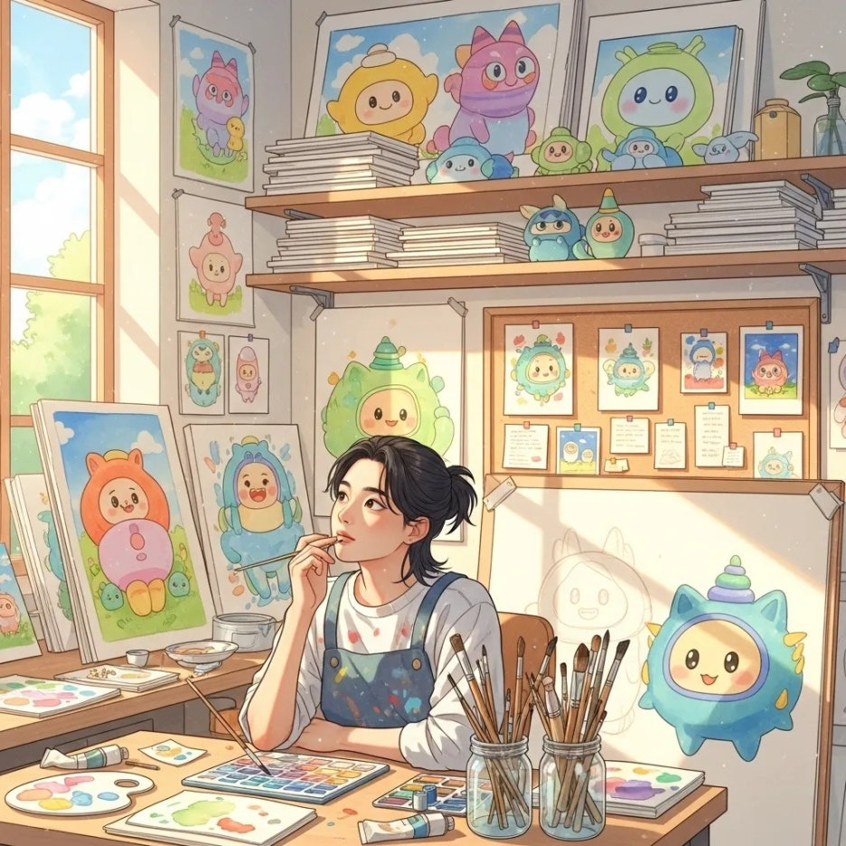 자신만의 스타일로 작업에 몰두하는 아티스트.