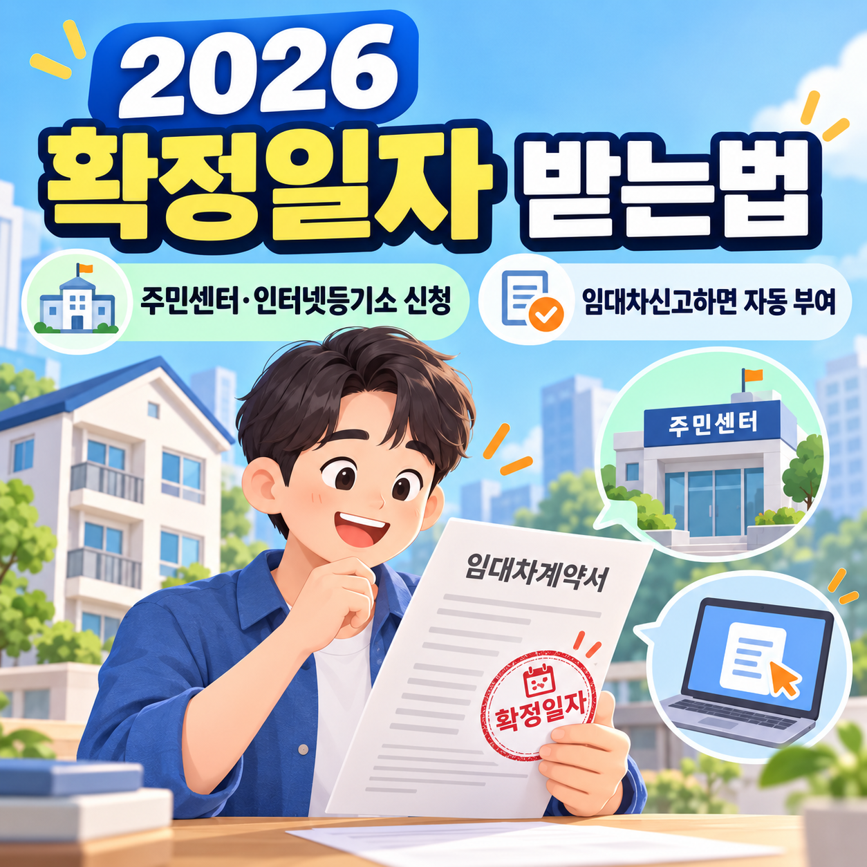 2026 확정일자 받는법 ❘ 주민센터·인터넷등기소 신청, 임대차신고하면 자동 부여