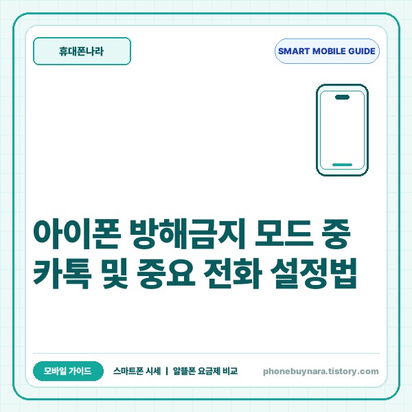 아이폰 방해금지 모드 중 카톡 및 중요 전화 완벽 수신 설정법 - 대표
