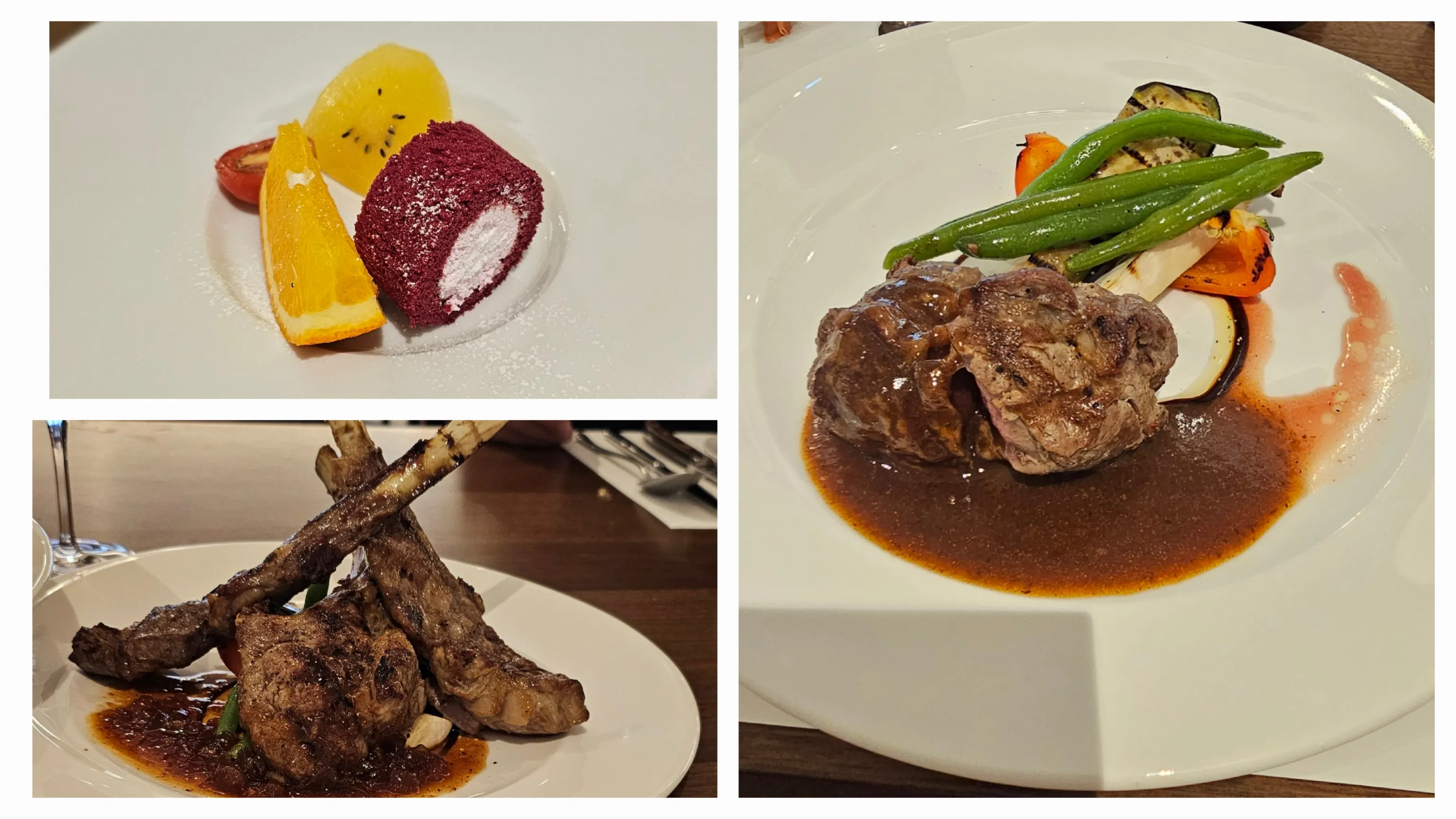 영덕 파나크 오퍼레이티드바이 소노 호텔 9층식당 저녁식사 디저트, 안심 스테이크, 양갈비