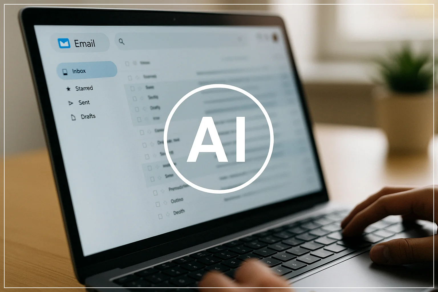AI가 이메일 인터페이스를 분석하는 장면