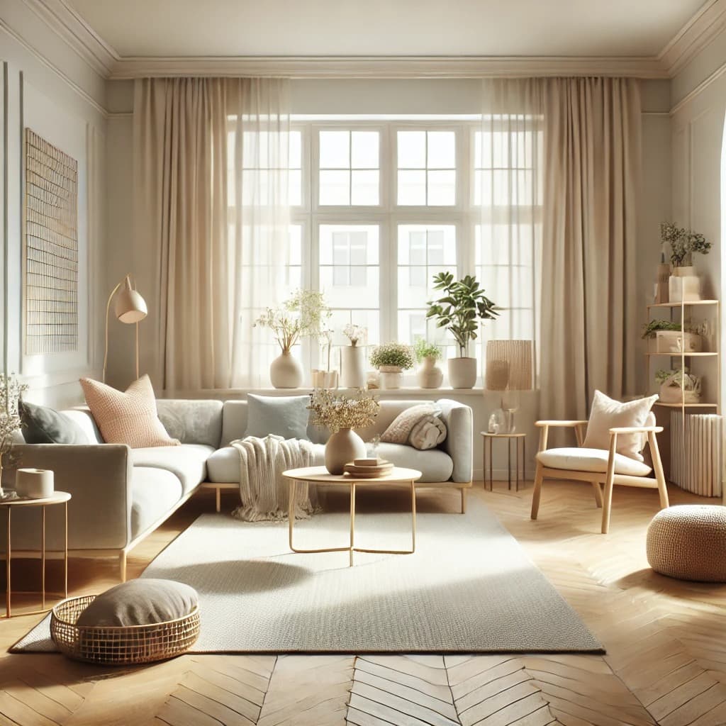 스칸디나비아의-거실:심플한-세라믹-타일의-미니멀리즘