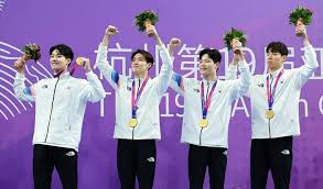 계영 800m 남자 단체전 사상 첫 금메달