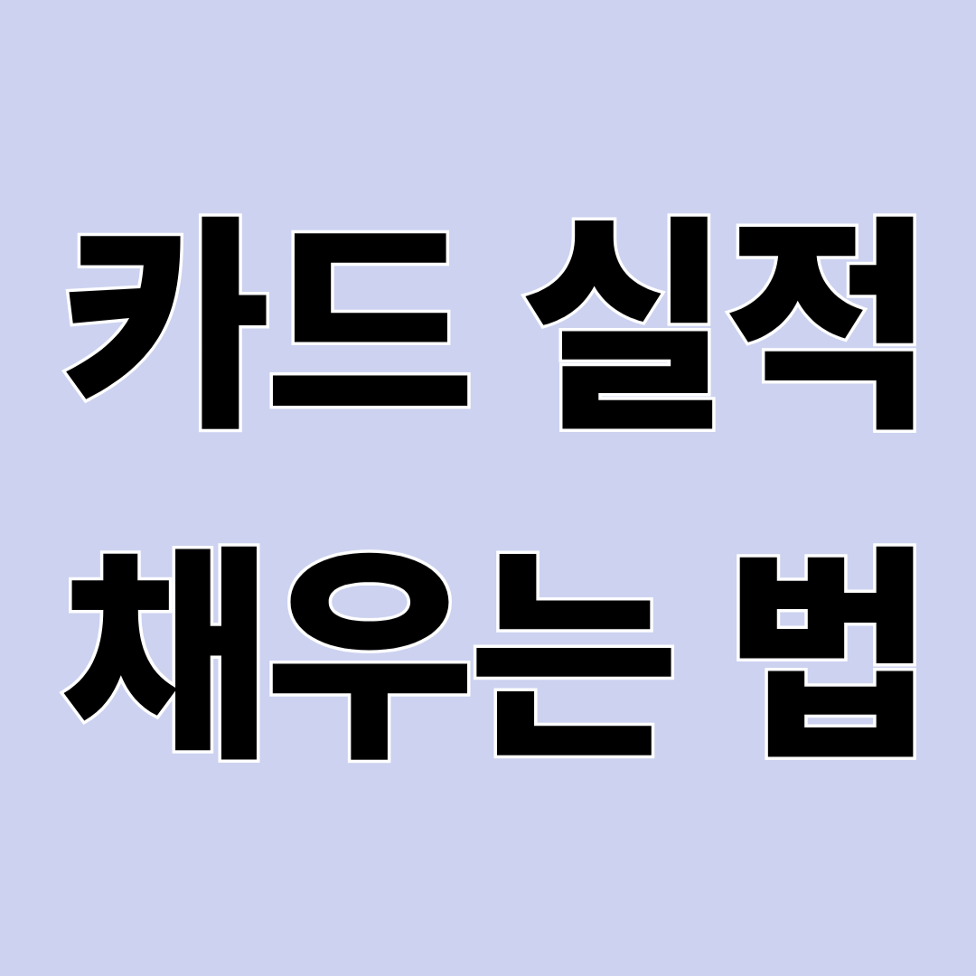카드 실적 채우는 방법 총정리 (인정 항목·제외 항목 한눈에)