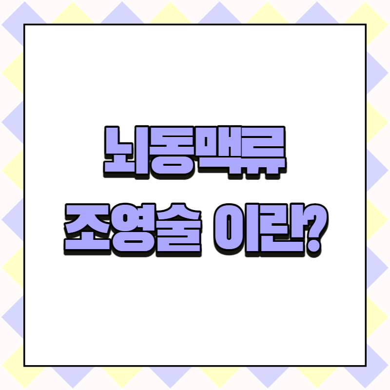 뇌동맥류 조영술 이란