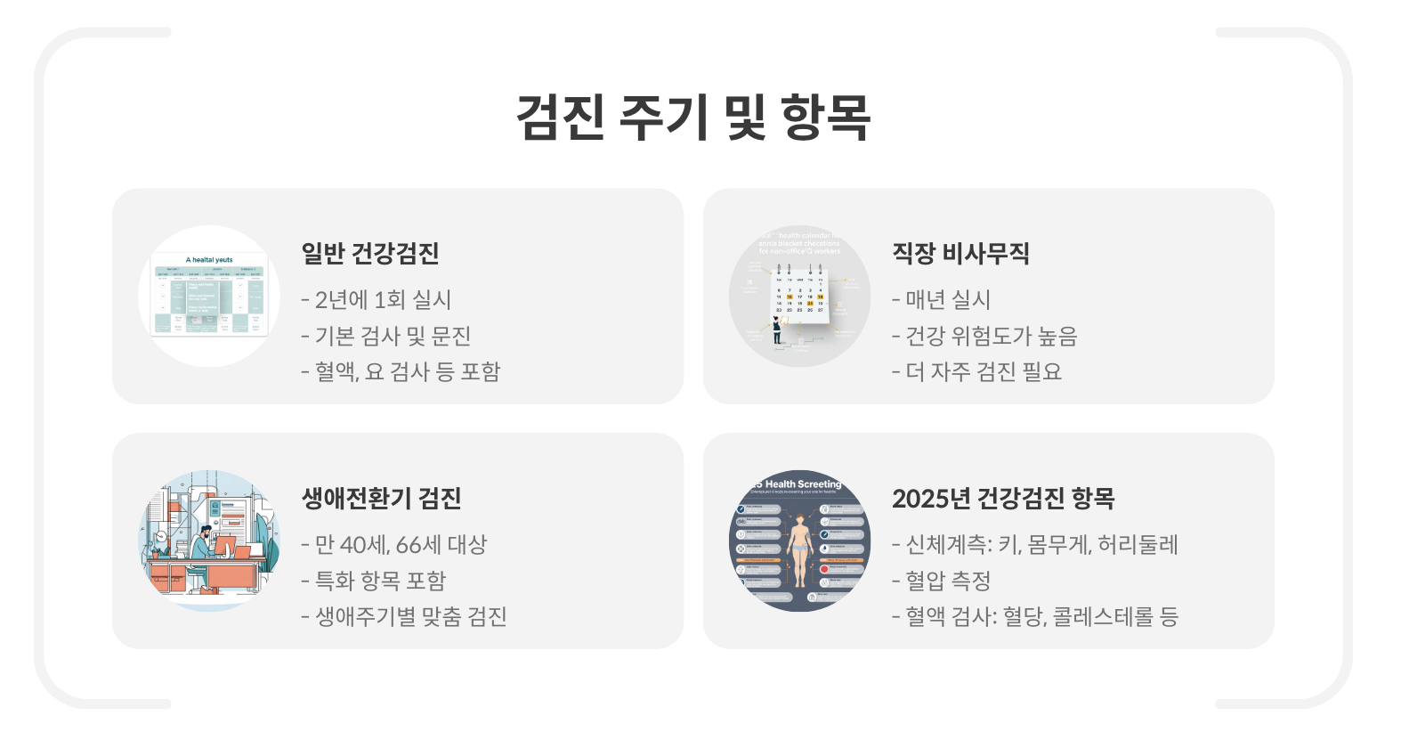 건강검진 검진 주기 및 항목