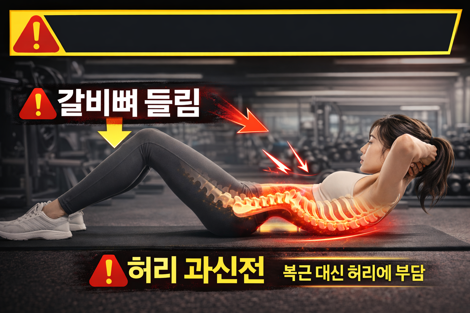 복근 운동 허리 뜸 허리 과신전 코어 정렬 붕괴