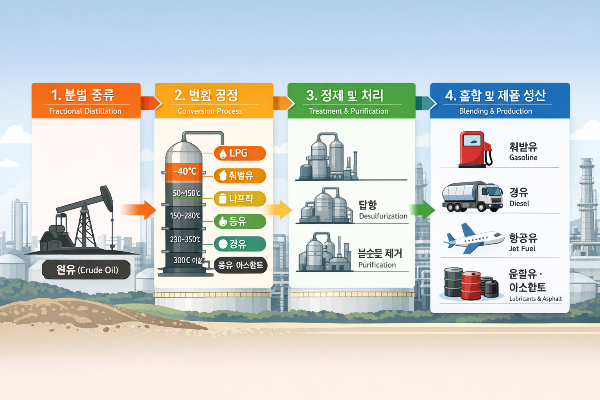 원유의 가공방법 및 순서