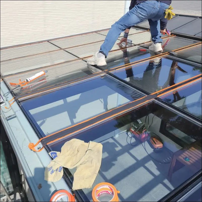 썬룸 지붕 방수 누수 작업