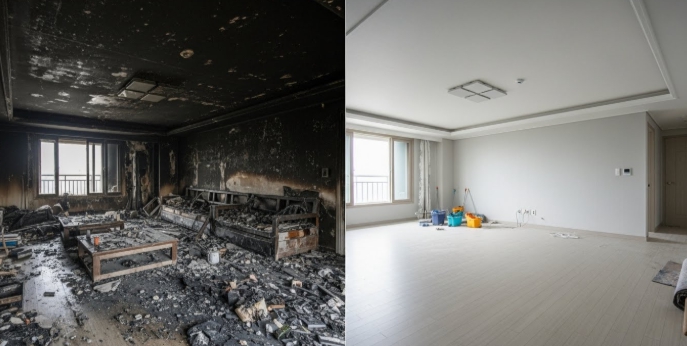 화재 청소 후 복구 인테리어중