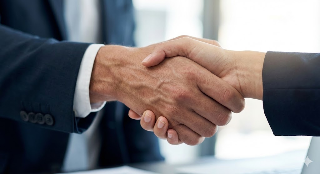 비즈니스-미팅-상황에서-두-남성이-서로-눈을-맞추며-신뢰감을-주는-단단한-강도로-악수를-나누는-손을-클로즈업한-사진으로-악수-강도에-따른-심리적-의미를-상징하는-이미지