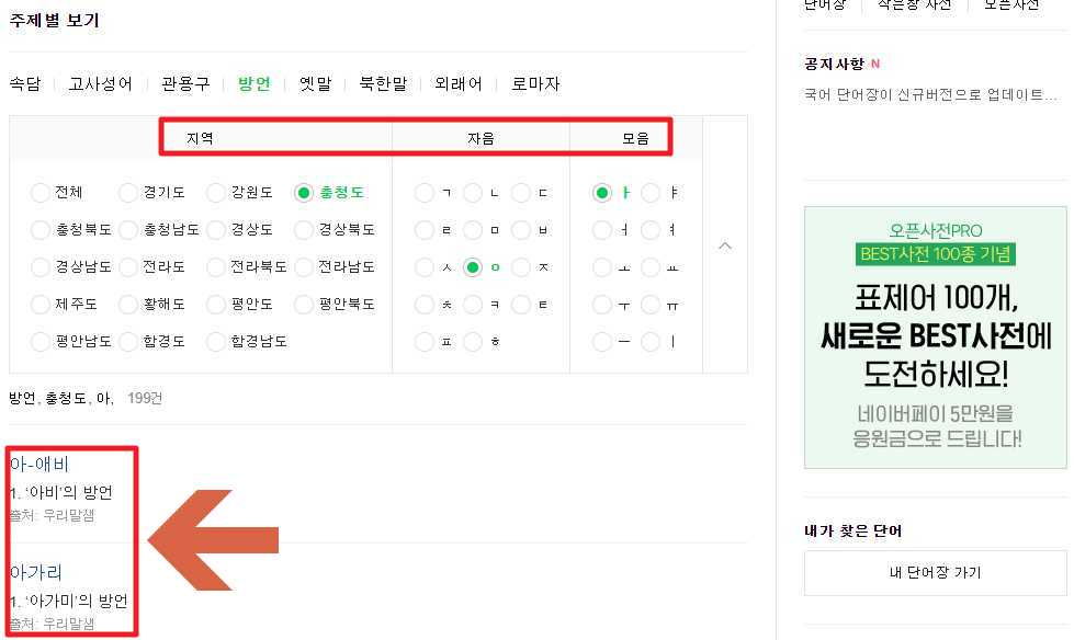 방언 검색