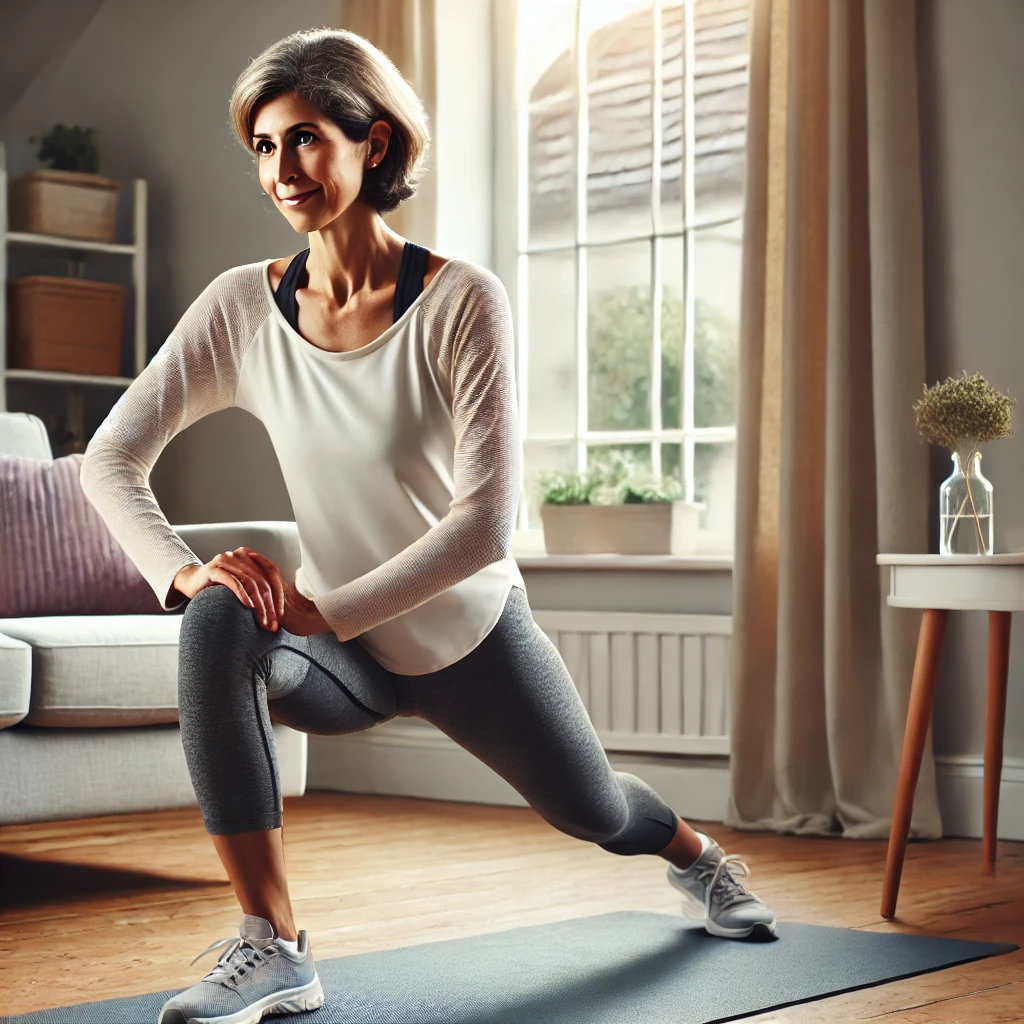 50대 아줌마 관절운동 하는 그림