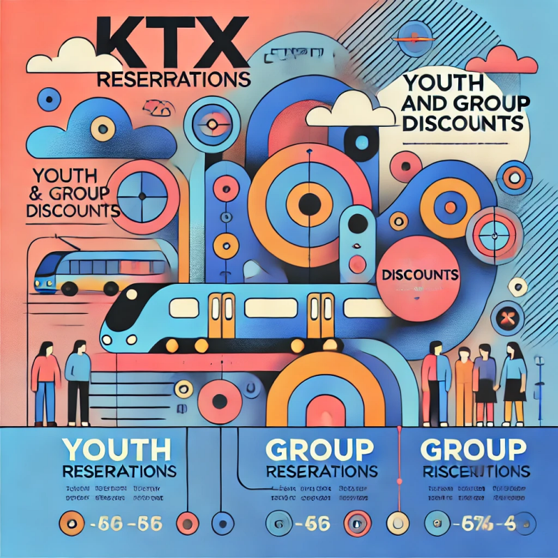 KTX 청소년 및 다인 할인을 시각화한 다채롭고 현대적인 그래픽