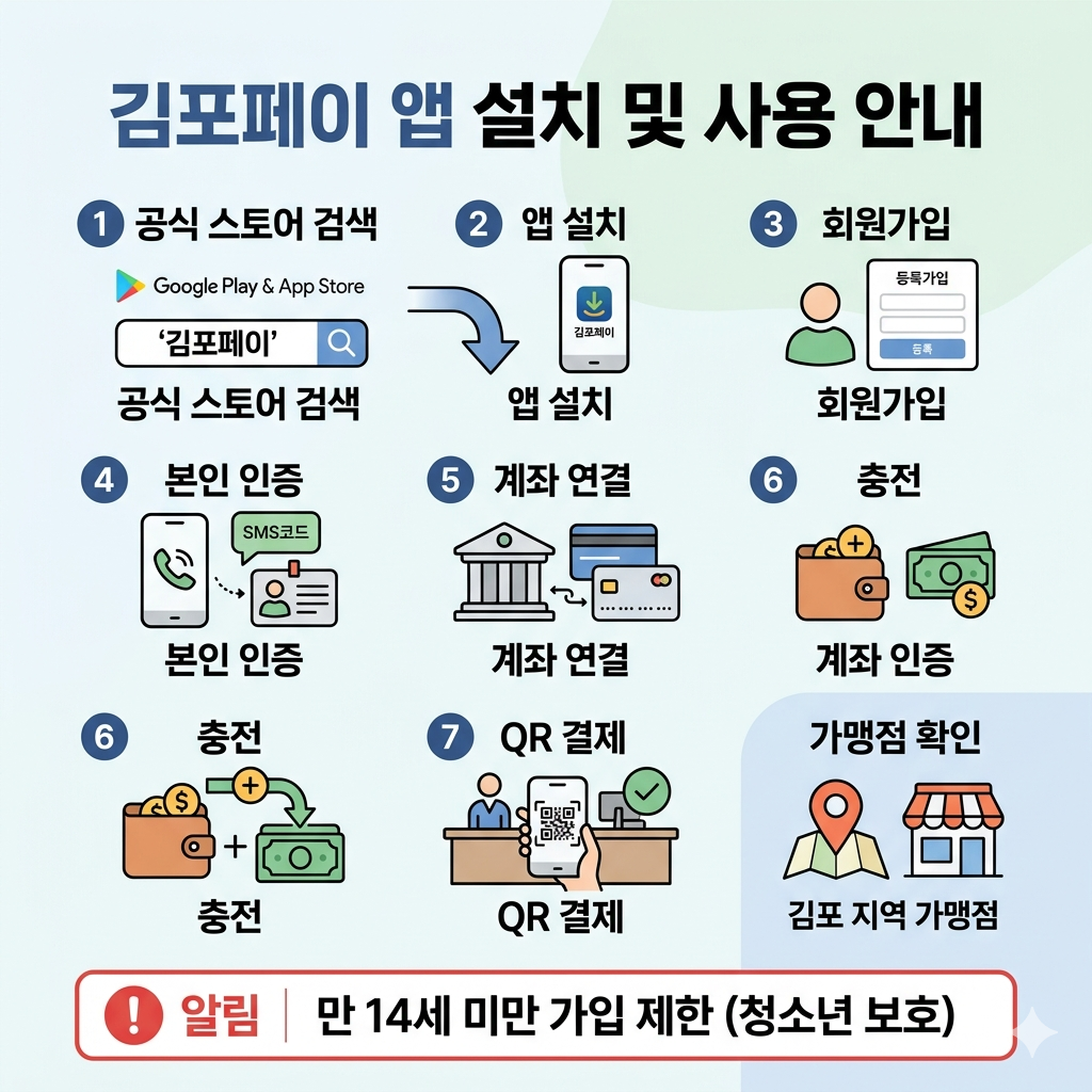 김포페이 앱 설치 방법|공식 다운로드·회원가입·충전 준비 인포그래픽