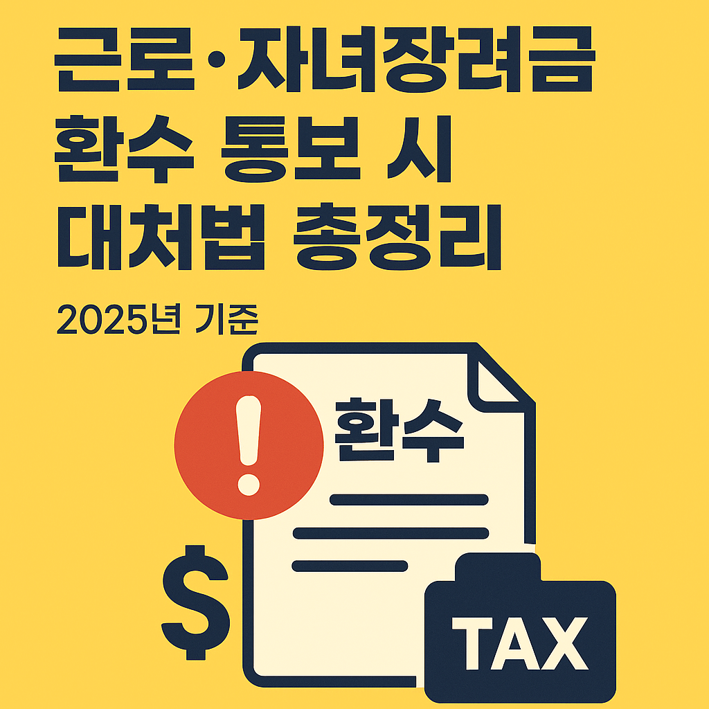 한국 근로·자녀장려금 환수 통보 시 대처법 총정리