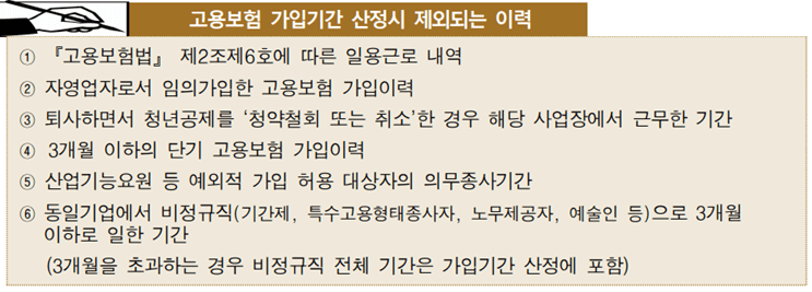 고용보험 가입기간 산정시 제외되는 이력