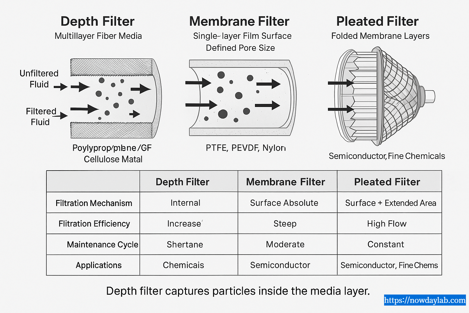 Depth Filter internal structure showing multi-layer fiber filtration