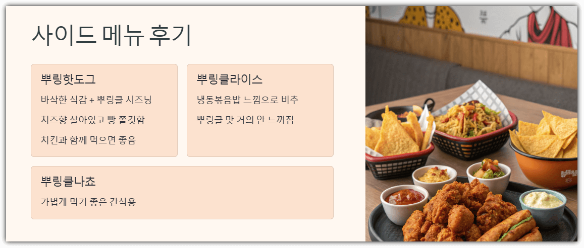 사이드 메뉴 후기