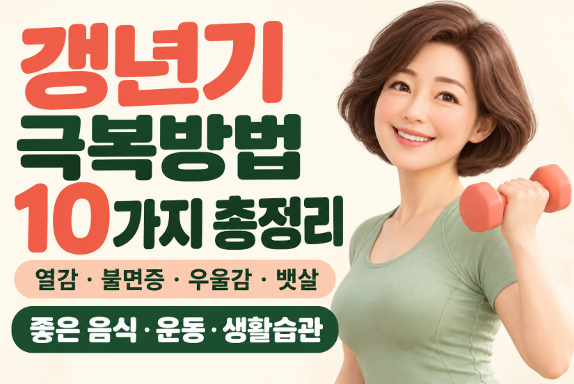 갱년기 극복방법 10가지 총정리|열감·불면증·우울감·뱃살·좋은 음식·운동·생활습관