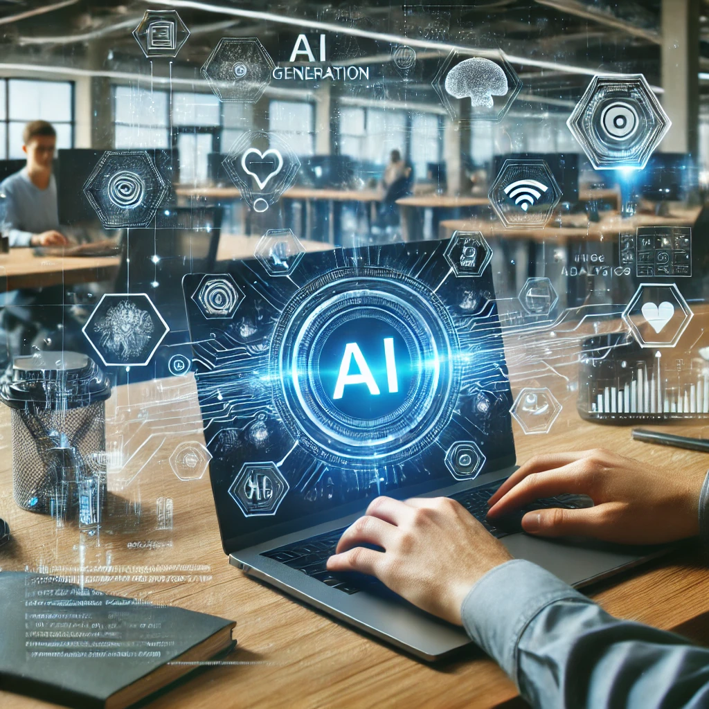 노트북으로 AI 프로그램을 사용하고 있는 사진