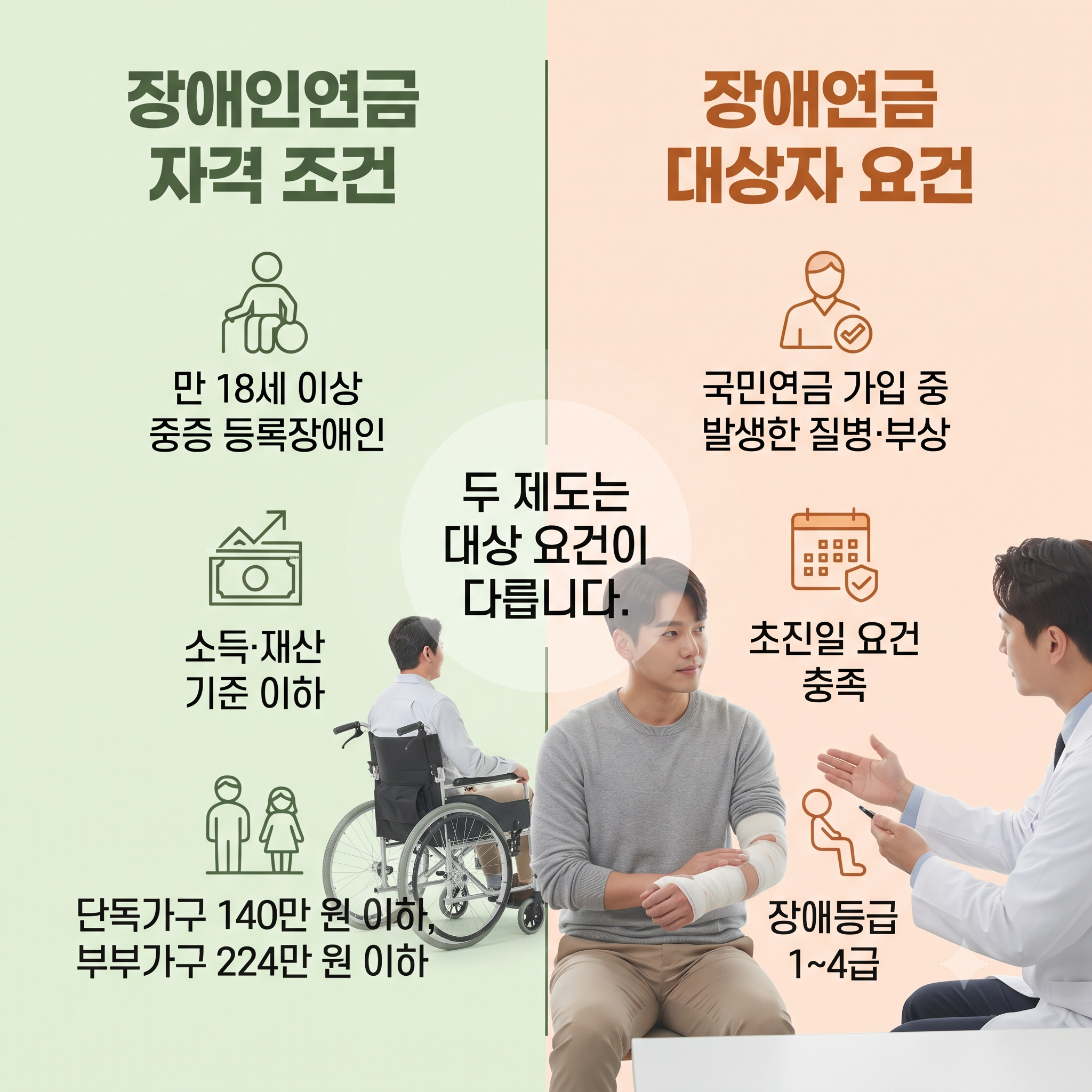 "다른 제도라 둘다 받을 수 있다고?" - 장애인연금 vs 장애연금 차이점 총정리 (자격조건, 지급액, 신청방법, 중복수급여부 등)