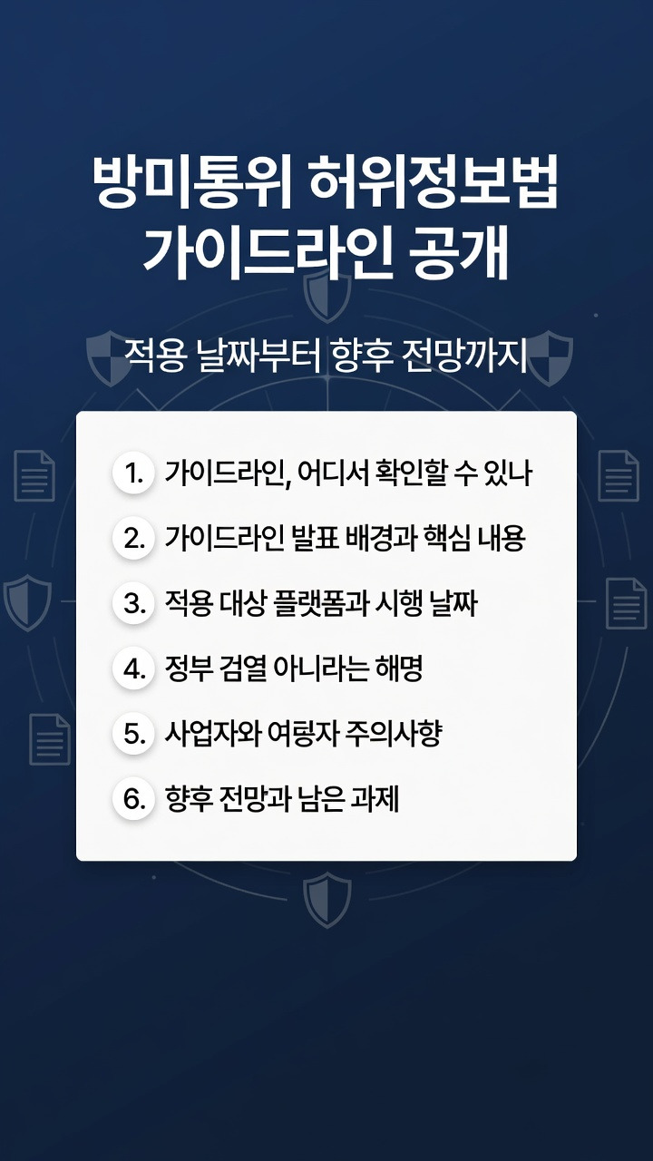 방미통위 허위정보법 가이드라인 공개, 적용 날짜, 정부 검열 인가? 반응, 주의사항 및 향후 전망