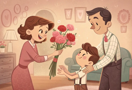 아빠-엄마-아이-카네이션
