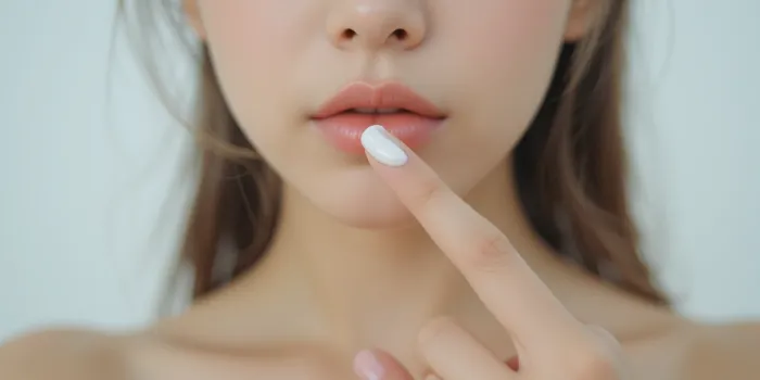 손가락 끝에 크림을 짜는 클로즈업