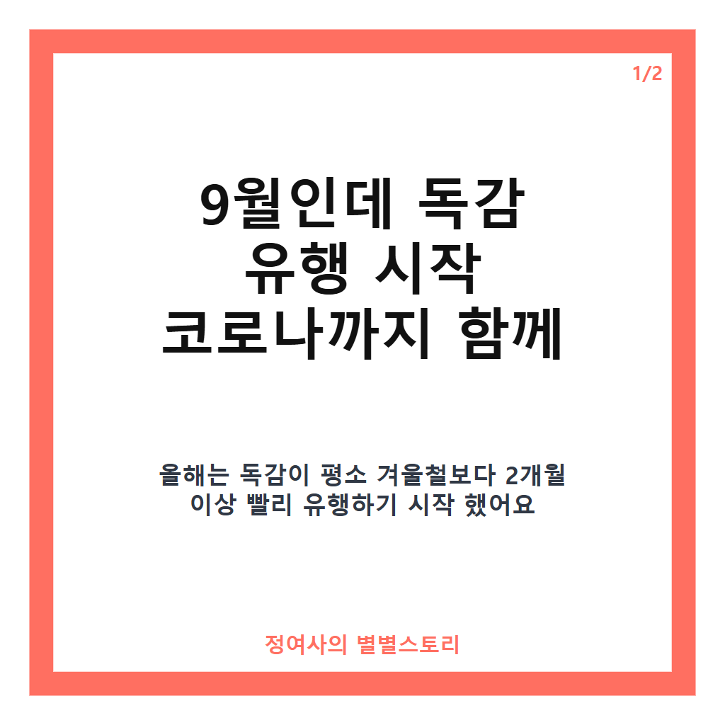 월인데 독감 유행 시작 코로나까지 함께 번지는 이유와 예방접종 일정 안내 카드뉴스 1