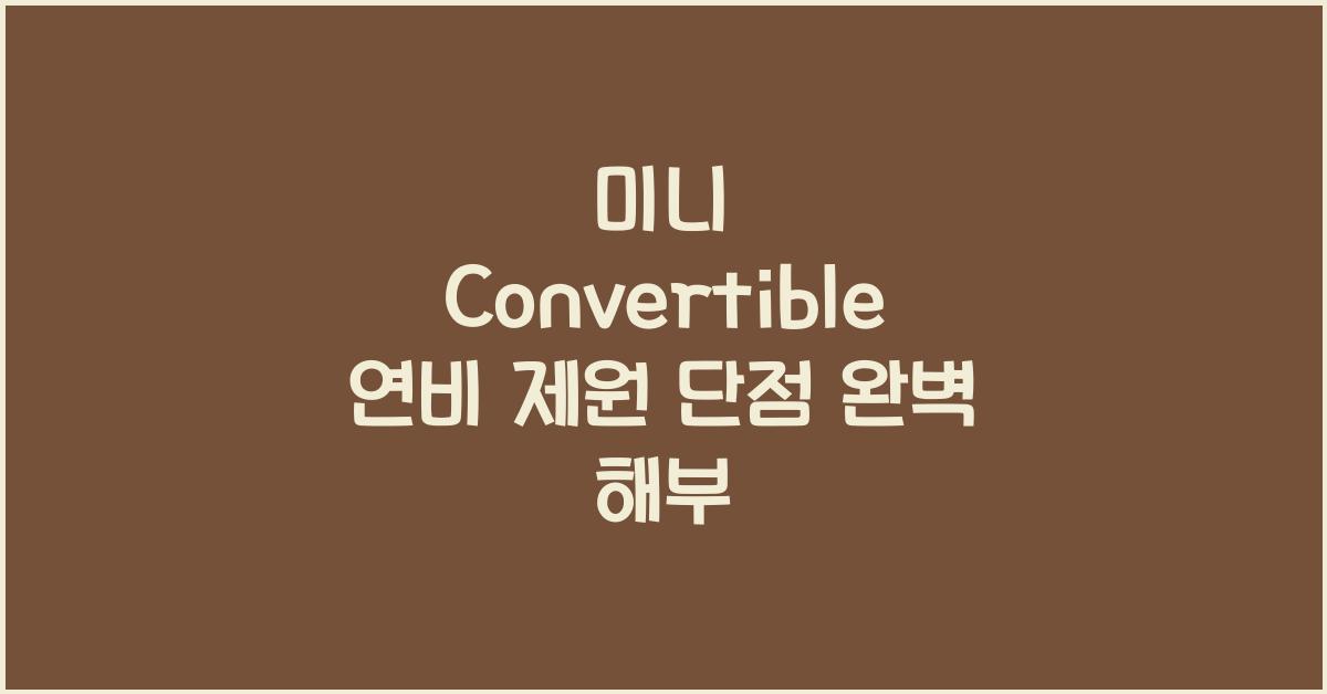 미니 Convertible 연비 제원 단점