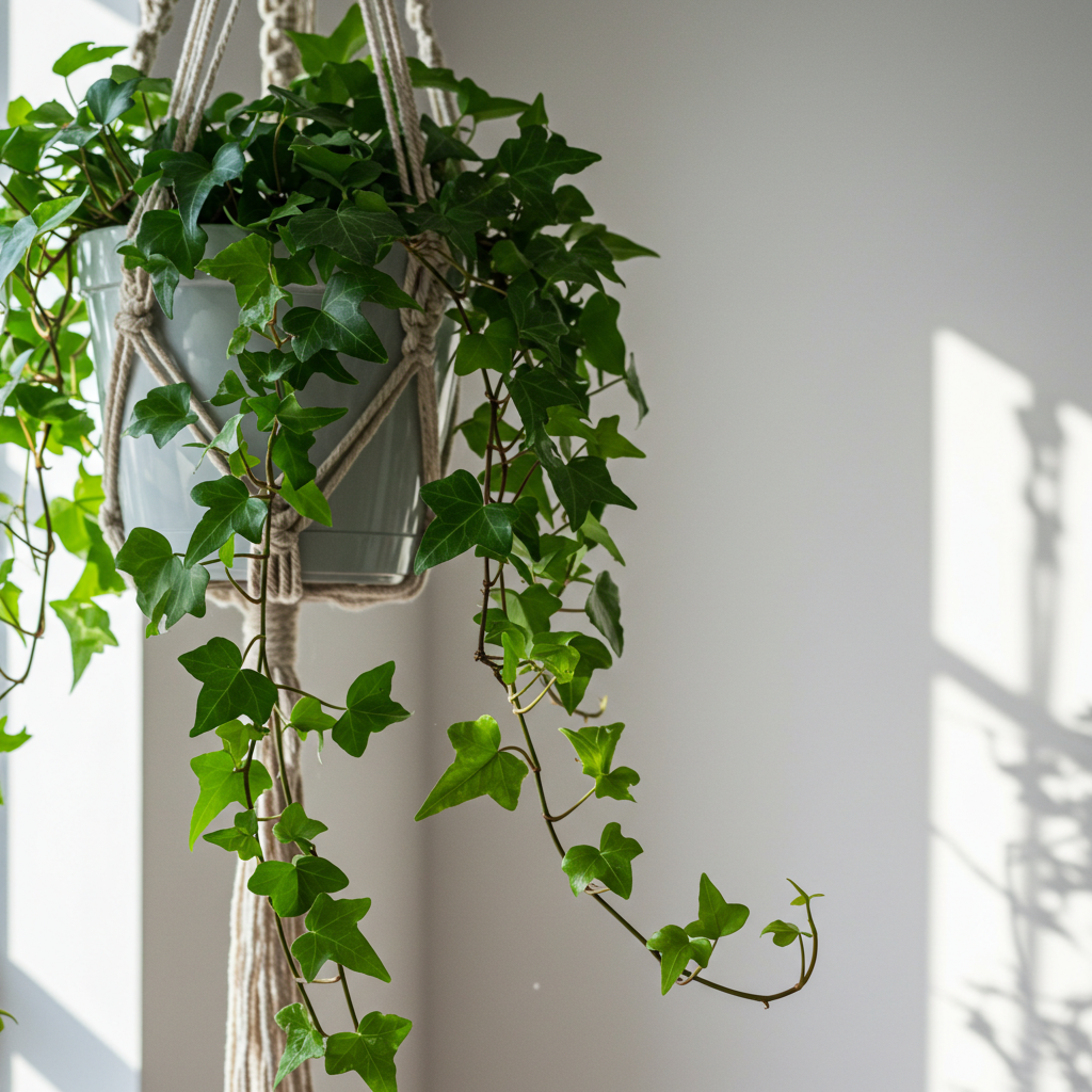 행잉 플랜트로 인기가 많은 식물 아이비의 모습