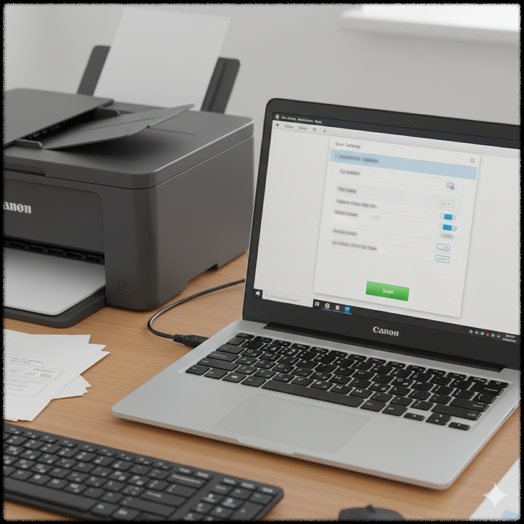 스캔 해상도 설정 오류로 이미지 품질이 떨어진 프린터 화면