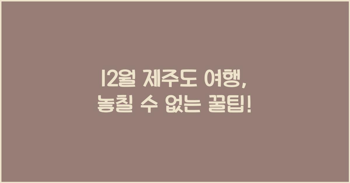12월 제주도 여행