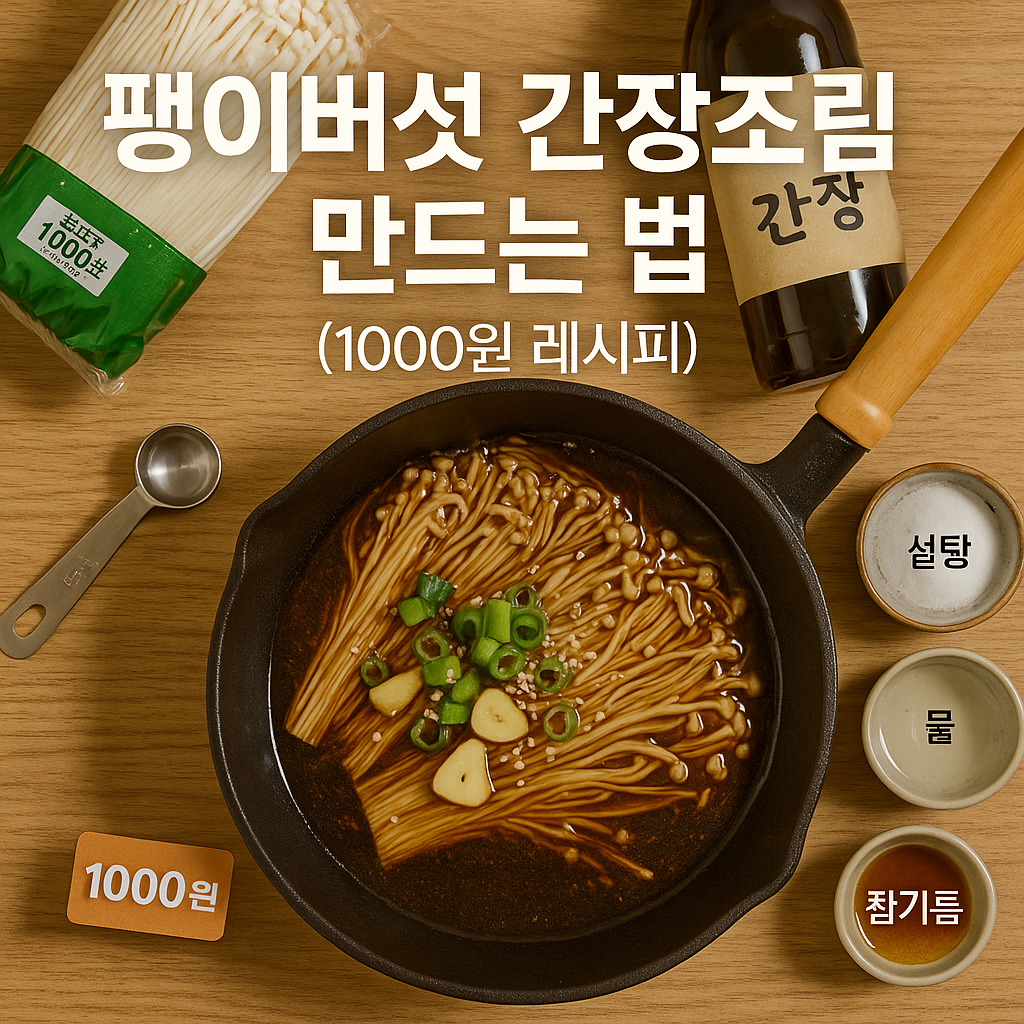 팽이버섯 간장조림 만드는 법 (1000원 레시피)
