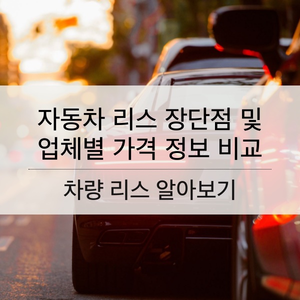 [차량 리스] 자동차 리스 장단점 알아보고 리스 업체별 가격 정보 비교 하기