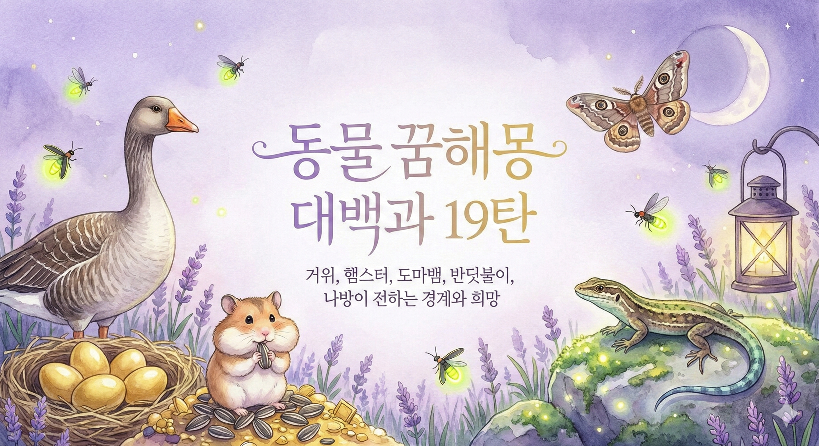 동물꿈해몽 대백과 19탄_거위, 햄스터, 도마뱀, 반딧불이, 나방