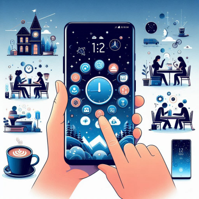 손가락으로 스마트폰 화면 조작, 디지털 인터페이스.