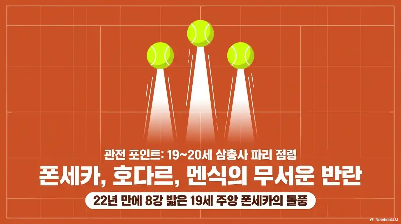 2026 롤랑가로스 관전 포인트 - 19~20세 폰세카, 호다르, 멘식 파리 돌풍, 22년 만에 8강 밟은 19세 폰세카